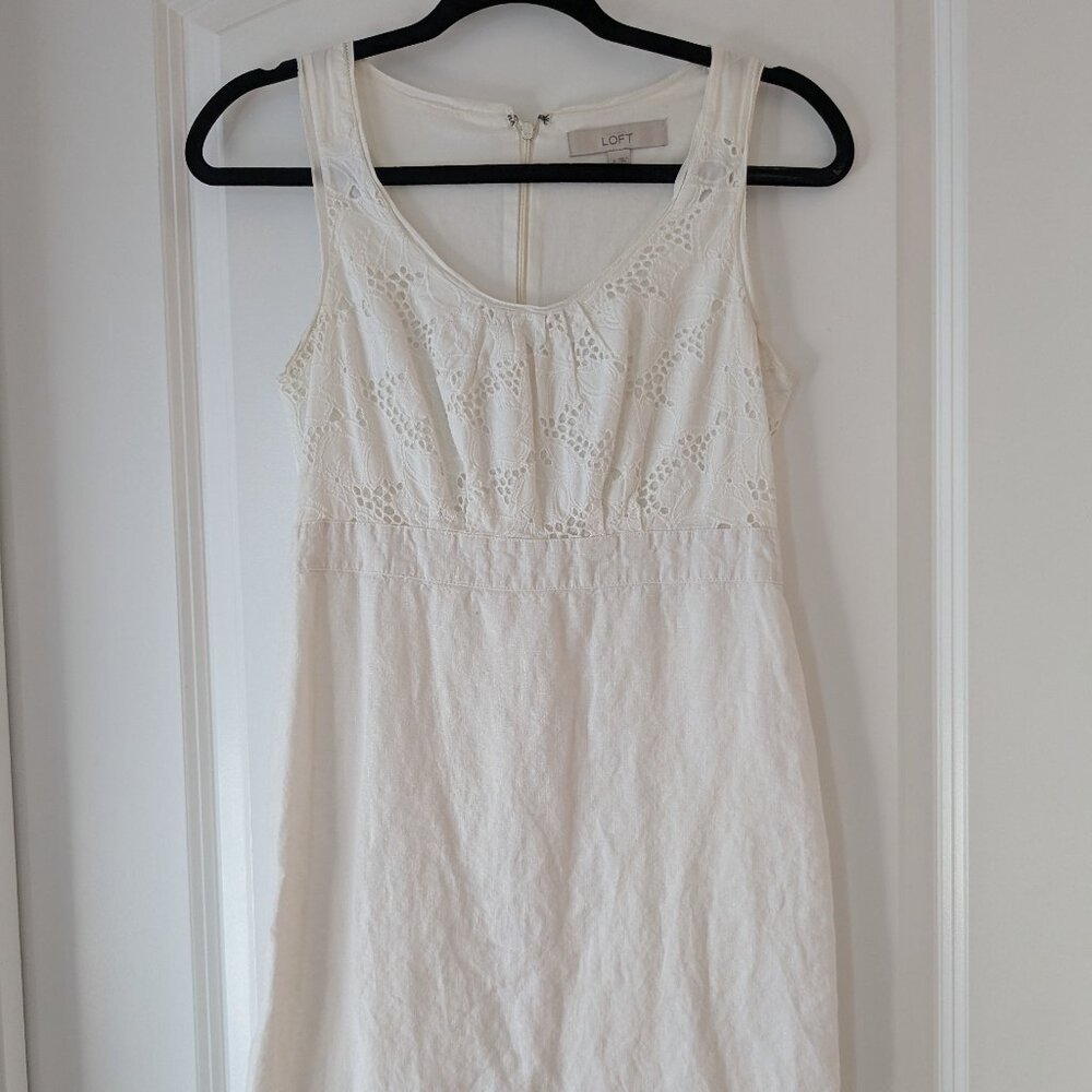 White linen eyelet sundress, size 0